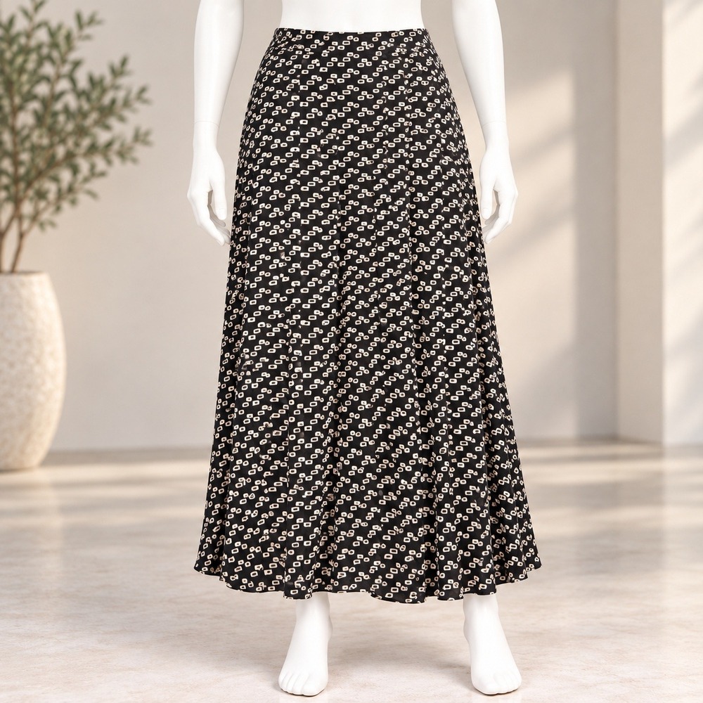 Kasper & Company ASL Maxi Skirt Womens 12 Black White Geometric Square Long